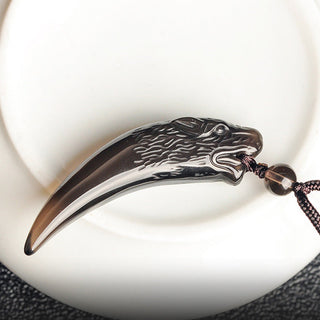 Buddha Gift Natural Black Obsidian Ice Obsidian Rainbow Obsidian Wolf Tooth Pattern Strength Necklace Pendant