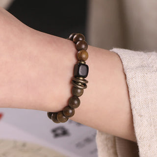 Buddha Gift Tibetan Green Sandalwood Crystal Soothing Peace Bracelet