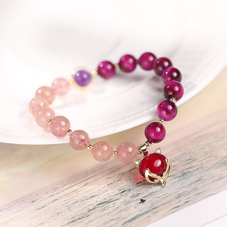 Buddha Gift Natural Strawberry Quartz Pixiu Love Bracelet