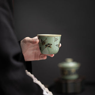 Buddha Gift Butterfly Flower Lotus Koi Fish Plum Blossom Ceramic Teacup Kung Fu Tea Cup 100ml