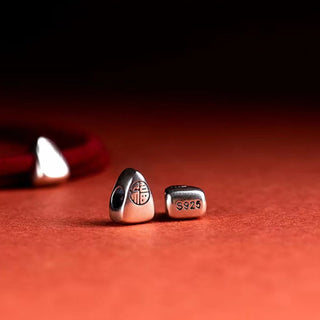 Buddha Gift 925 Sterling Silver Fu Character Blessing Handmade Braided Bracelet