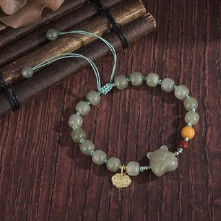 Buddha Gift Chinese Zodiac Tiger Jade Blessing String Bracelet