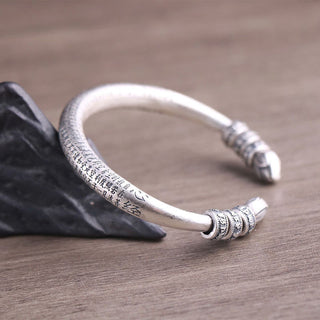 Buddha Gift 999 Sterling Silver Heart Sutra Om Mani Padme Hum Engraved Peace Purity Bracelet Bangle