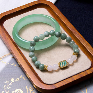 Buddha Gift Promote New Beginnings Mint Green Jade Bracelet Bangle Bundle