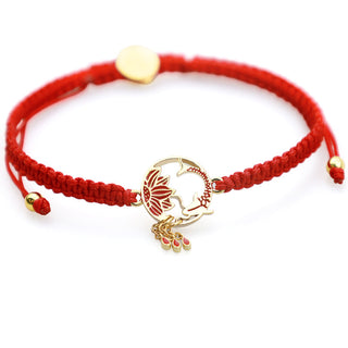 Buddha Gift Tibetan Handmade Lotus Koi Fish Lucky Red String Bracelet