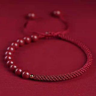 Buddha Gift Natural Cinnabar King Kong Knot Blessing String Bracelet