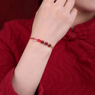 Buddha Gift Natural Cinnabar Jade Peace Buckle Blessing Bracelet