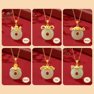 Buddha Gift 925 Sterling Silver Hetian Jade Chinese Zodiac Year of the Dragon Red Agate Luck Protection Necklace Pendant