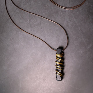Buddha Gift Tibet Ebony Wood Copper Balance Peace Necklace Pendant