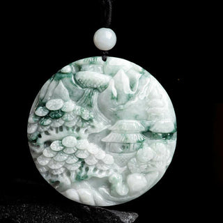 Buddha Gift Mountain Landscape Jade Abundance String Necklace