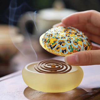 Buddha Gift Lotus Liuli Crystal Healing Meditation Incense Burner