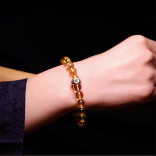 Buddha Gift 925 Sterling Silver Chinese Zodiac Natal Buddha Citrine Protection Bracelet