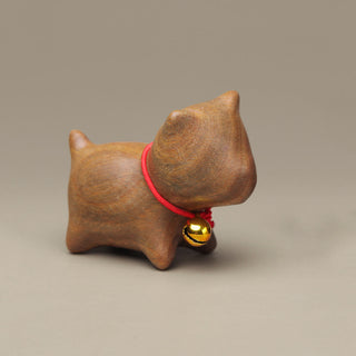 Buddha Gift Green Sandalwood Small Leaf Red Sandalwood Cute Cat Animals Soothing Peace Decoration