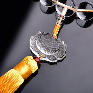 Buddha Gift Natural White Crystal Lotus Wrist Mala Meditation Tassels Pocket Mala Car Decoration