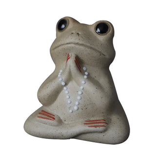 Buddha Gift Meditating Ceramic Small Frog Statue Decoration