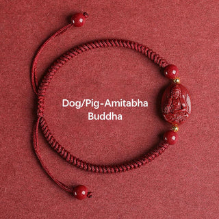 Buddha Gift Chinese Zodiac Natal Buddha Cinnabar Keep Away Evil Spirits Rope Bracelet