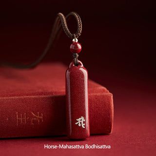 Buddha Gift Chinese Zodiac Natal Buddha Cinnabar Amulet Protection String Necklace Pendant