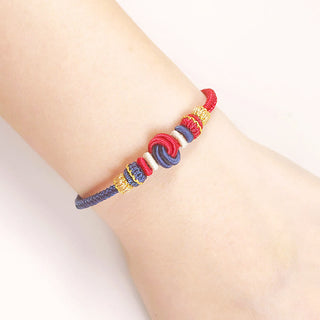 Buddha Gift Two-Color Rope Handcrafted Eight Thread Peace Knot Luck Connection Bracelet