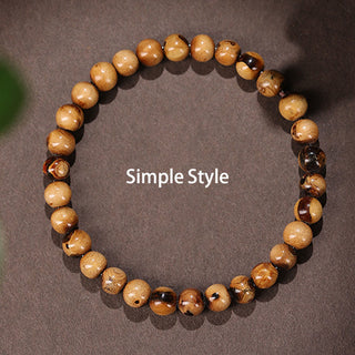 Buddha Gift 925 Sterling Silver Natural Golden Sea Willow Zakiram Goddess of Wealth Lucky fortune Fu Character Success Bracelet