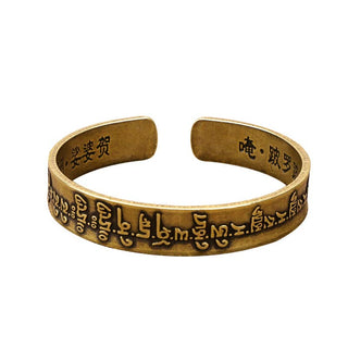 Buddha Gift Tibetan Mahāpratisarā Mantra Sanskrit Copper Brass Healing Bracelet Bangle