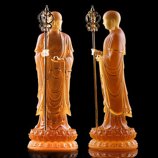 Buddha Gift Handmade Ksitigarbha Bodhisattva Figurine Liuli Crystal Art Piece Serenity Statue Home Decoration