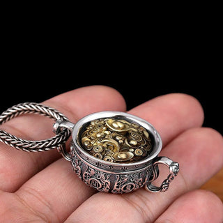 Buddha Gift Treasure Bowl Copper Coin Ingots Wealth Necklace Pendant