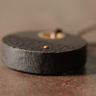 Buddha Gift Handcrafted Round Ebony Wood Copper Peace Necklace Pendant