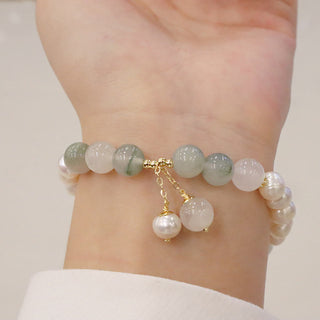 Buddha Gift Natural Pearl Jade Healing Sincerity Bracelet