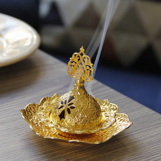 Buddha Gift Gold Leaf Coaster Spiritual Mini Alloy Metal Incense Burner
