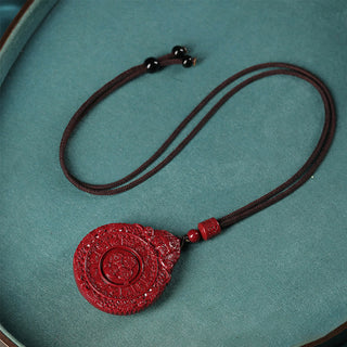 Buddha Gift Chinese Zodiac Natural Cinnabar Bagua Amulet Keep Away Evil Spirits Necklace Pendant