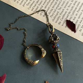 Buddha Gift Pentagram Eye of God Feather Hamsa Copper Healing Necklace Pendant Pendulum