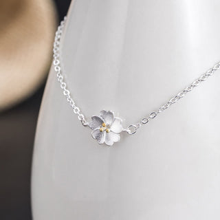Buddha Gift 925 Sterling Silver Cherry Blossom Blessing Chain Bracelet