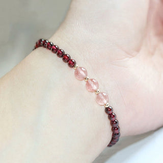Buddha Gift Natural Garnet Strawberry Quartz Calm Bracelet