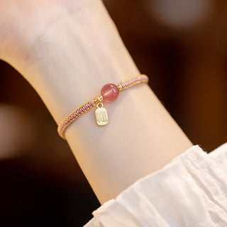 Buddha Gift Red Agate Jade Lotus Confidence Calm String Bracelet
