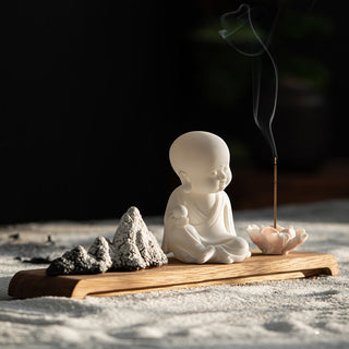 Buddha Gift Lotus Flower Tathagata Kwan Yin Avalokitesvara Ksitigarbha Meditation Ceramic Stick Incense Burner Decoration