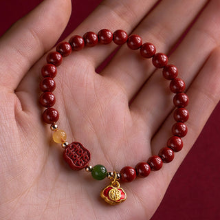 Buddha Gift Cinnabar Happiness Calm Bracelet