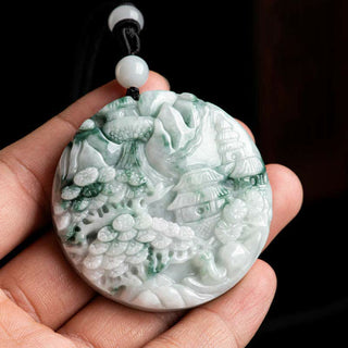 Buddha Gift Mountain Landscape Jade Abundance String Necklace