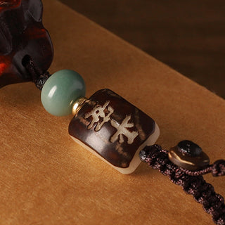 Buddha Gift Small Leaf Red Sandalwood Green Sandalwood Money Bag Om Mani Padme Hum Rotatable Protection Hanging Decoration