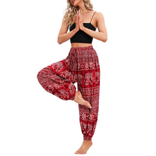 Buddha Gift Elephant Geometry Pattern Casual Loose Harem Trousers Women's Yoga Pants