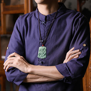 Buddha Gift Natural Jade Chinese Zodiac Dragon Sea Luck String Necklace Pendant