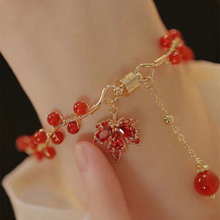 Buddha Gift Red Maple Leaf Luck Charm Bracelet