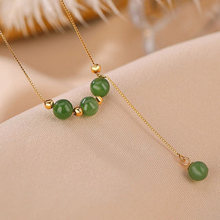 Buddha Gift 925 Sterling Silver Cyan Jade Beads Healing Necklace Pendant