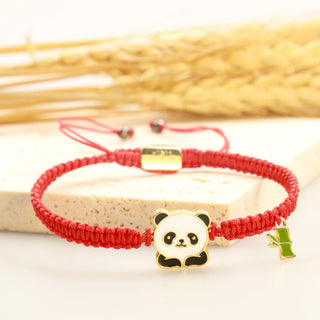 Buddha Gift Tibetan Handmade Panda Bamboo Lucky Red String Bracelet