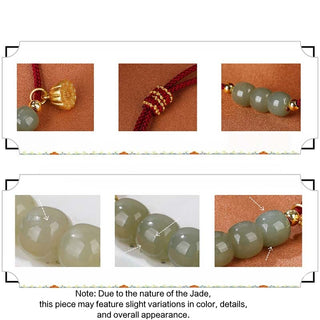 Buddha Gift Handmade Hetian Jade Bead Lotus Pod Prosperity Luck Braided Bracelet