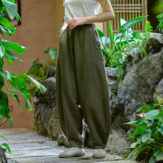 Buddha Gift Solid Color Loose Yoga Harem Pants With Pockets