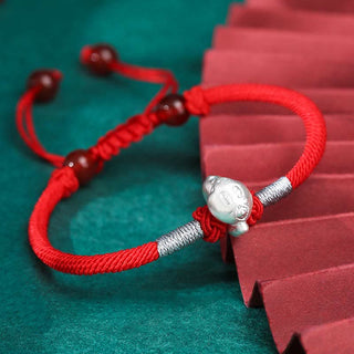 Buddha Gift 999 Sterling Silver Chinese Zodiac Luck Strength Red String Bracelet