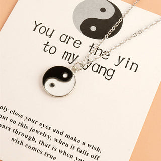 Buddha Gift 2Pcs Yin Yang Harmony Balance Necklace Pendant