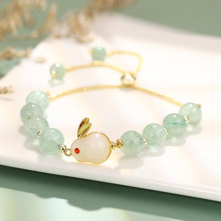 Buddha Gift Year of the Rabbit Natural Green Aventurine Luck Bead Bracelet