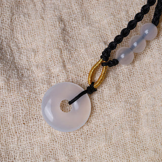 Buddha Gift Strawberry Quartz Chalcedony Peace Buckle Healing Necklace Pendant