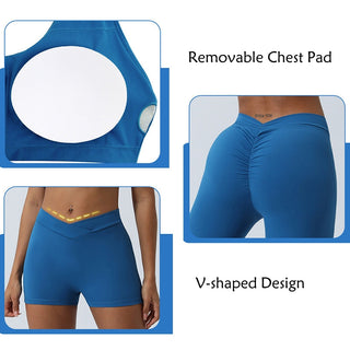 Buddha Gift 2Pcs Workout Sleeveless Backless Top Shorts Flared Pants Sports Fitness Yoga Outfit Set